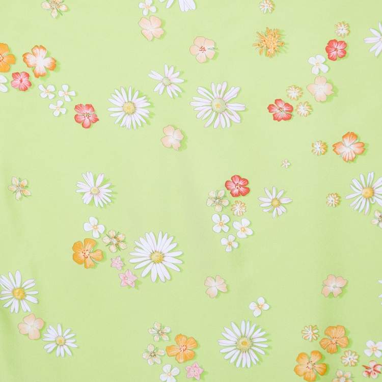 Pre Owned Hermès Green Flower Power Printed Silk Square Scarf