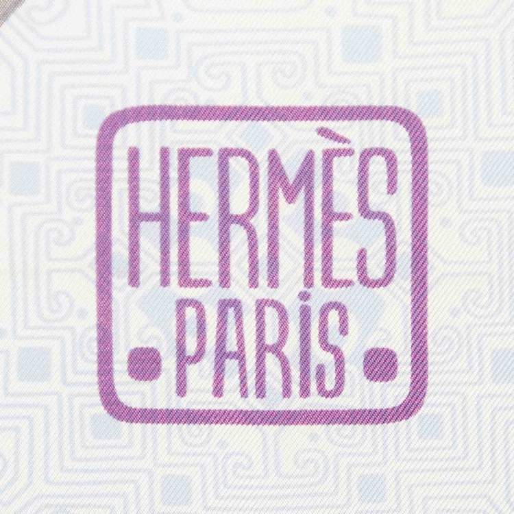 Pre Owned Hermès Purple Cent Plis Des Miao Printed Silk Square Scarf