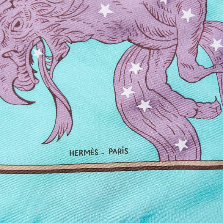 Pre Owned Hermès Blue Hemispharium Coeli Boreale Printed Silk Square Scarf