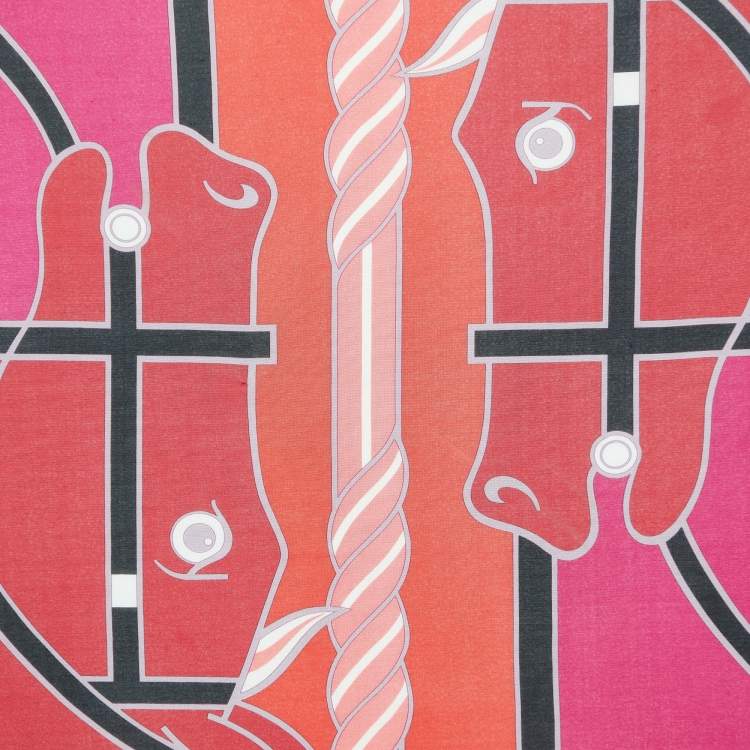 Pre Owned Hermès Multicolor Quadrige Printed Silk Jersey Scarf