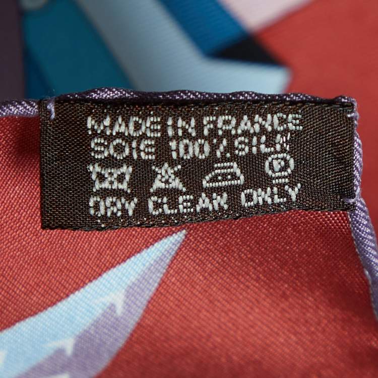 Pre Owned Hermès Burgundy L'Ombrelle Magique Printed Silk Square Scarf