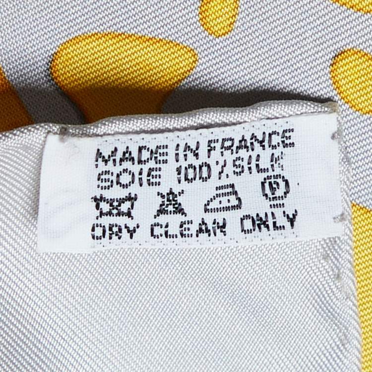 Pre Owned Hermès Grey & Yellow Peinture Fraiche Printed Silk Square Scarf