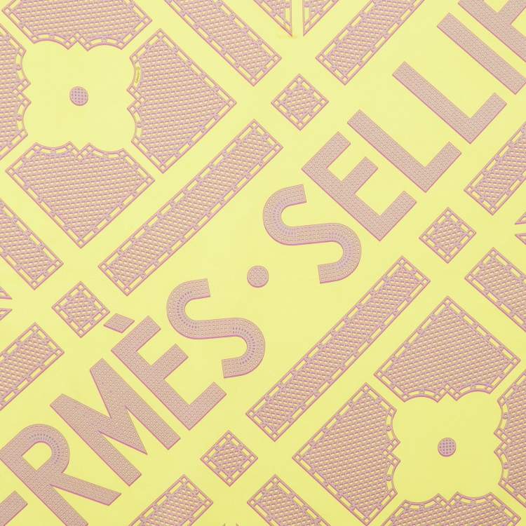 Pre Owned Hermes Yellow Hermes Sellier Printed Silk Square Scarf