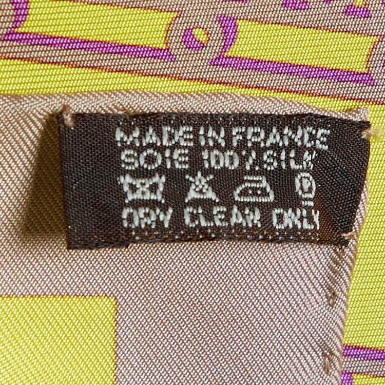 Pre Owned Hermes Yellow Hermes Sellier Printed Silk Square Scarf