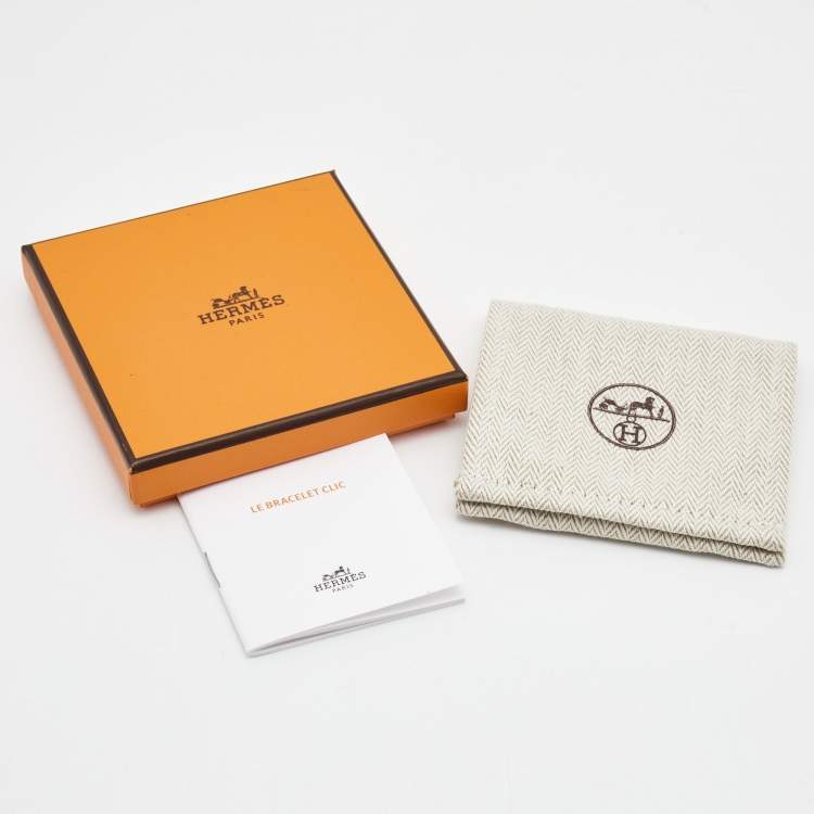 Pre Owned Hermès Clic Clac H White Enamel Gold Plated Bracelet