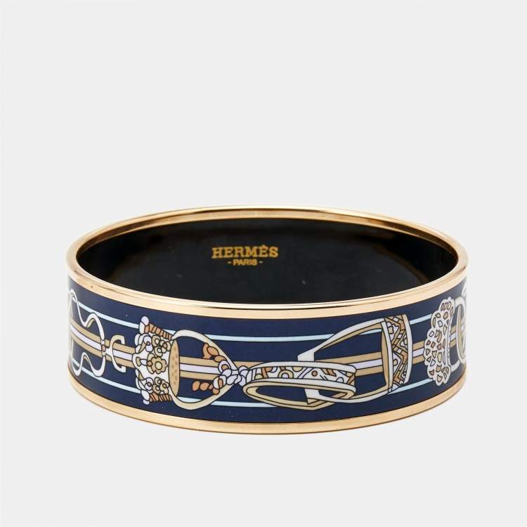 Pre Owned Hermès Enamel Gold Plated Bangle Bracelet