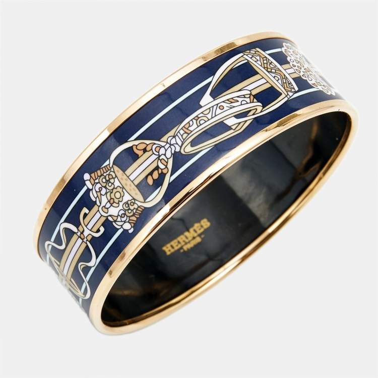 Pre Owned Hermès Enamel Gold Plated Bangle Bracelet