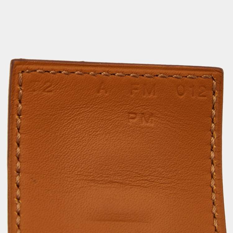 Pre Owned Hermes Brown Striped Leather Palladium Plated Collier De Chien Bracelet