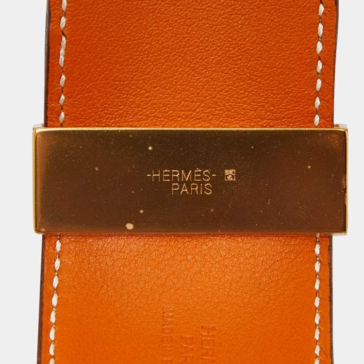 Pre Owned Hermès Brown Leather Gold Plated Collier de Chien Bracelet