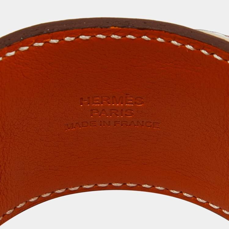 Pre Owned Hermès Brown Leather Gold Plated Collier de Chien Bracelet