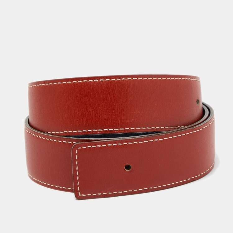 Pre Owned Hermès Bleu Marine Box Leather Belt Strap 75CM
