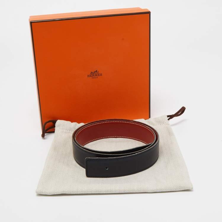 Pre Owned Hermès Bleu Marine Box Leather Belt Strap 75CM