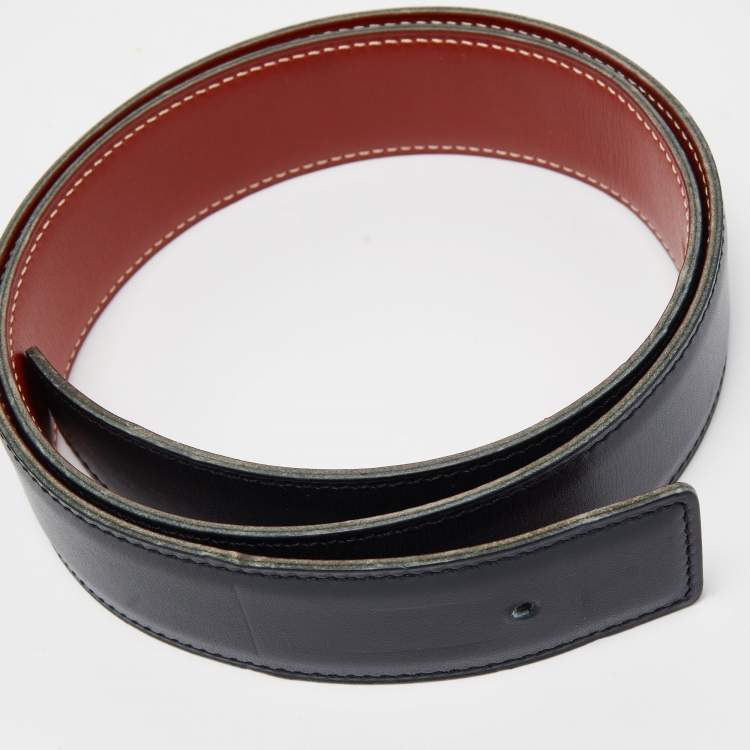 Pre Owned Hermès Bleu Marine Box Leather Belt Strap 75CM