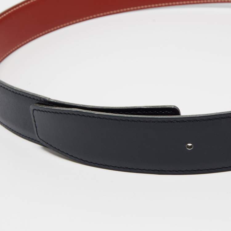 Pre Owned Hermès Bleu Marine Box Leather Belt Strap 75CM