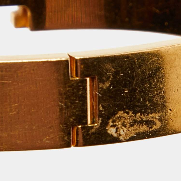 Pre Owned Hermes Black Enamel Gold Plated Clic H Bracelet