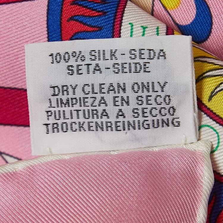 Pre Owned Hermès Pink La Source de Pegase Printed Silk Square Scarf