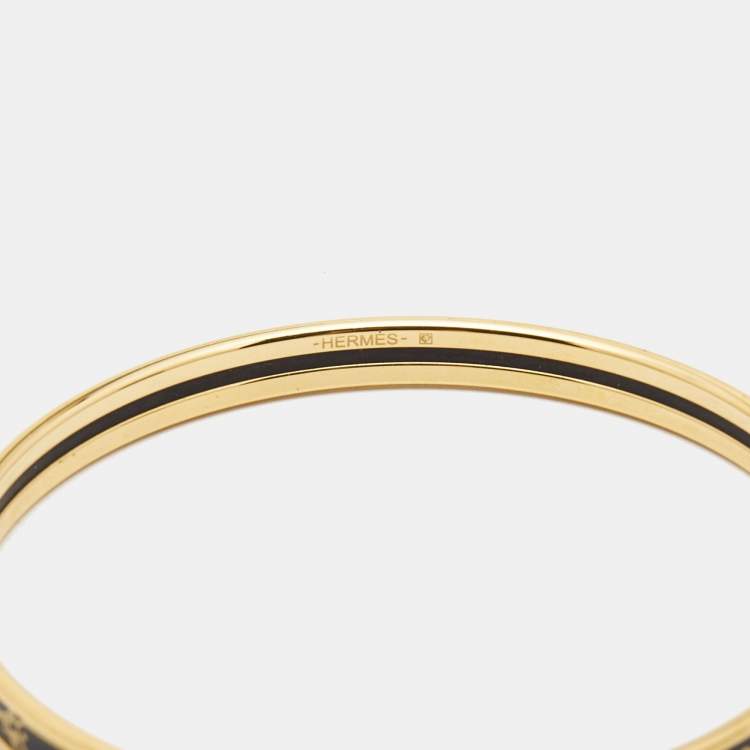 Pre Owned Hermès  Bijoux Chaines Enamel Gold Plated Bangle Bracelet