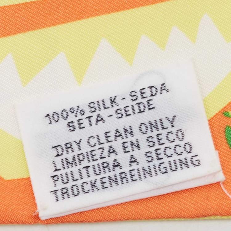 Pre Owned Hermes Orange Sea Surf Printed Silk Twilly