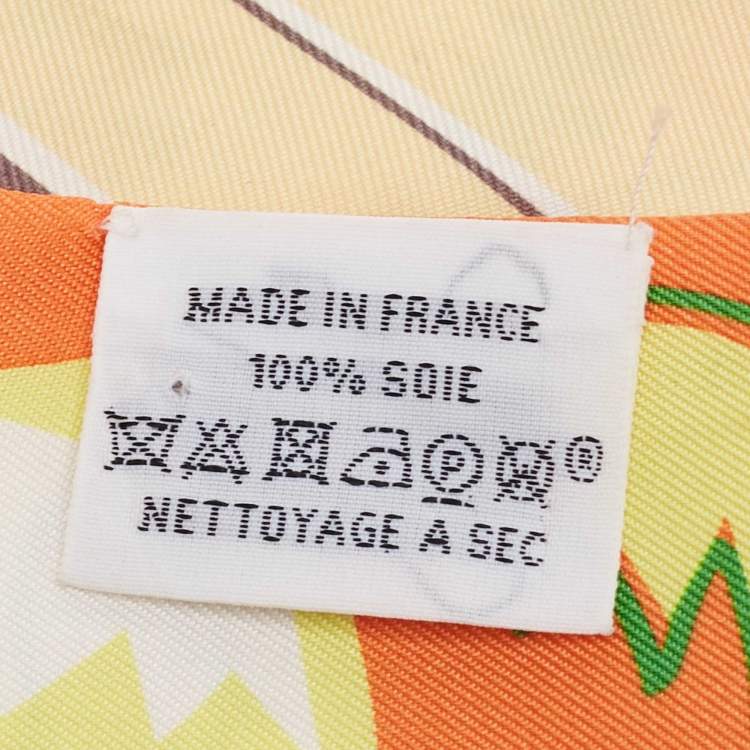 Pre Owned Hermes Orange Sea Surf Printed Silk Twilly