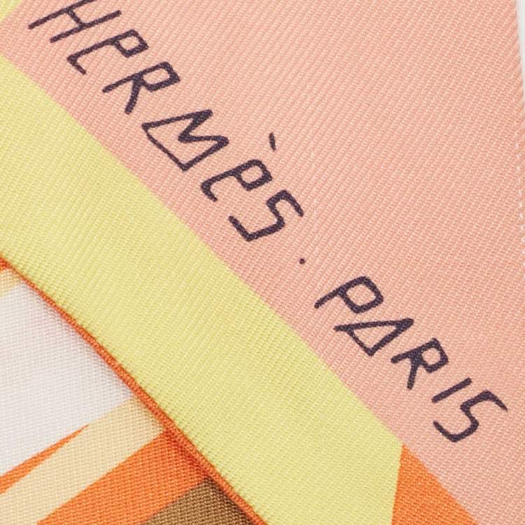 Pre Owned Hermes Orange Sea Surf Printed Silk Twilly
