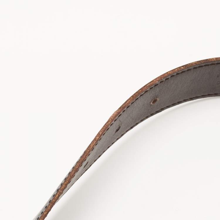 Pre Owned Hermes Black/Chocolat Box and Swift H Buckle Belt 80CM