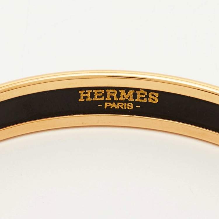 Pre Owned Hermès Tea For Two Enamel Gold Plated Bangle Bracelet