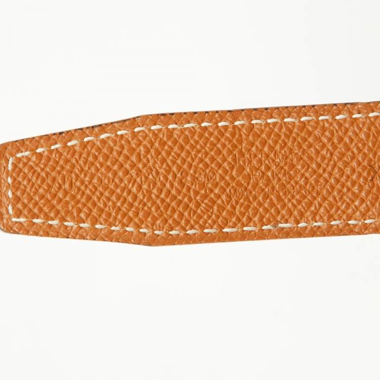 Pre Owned Hermes Black/Gold Swift and Epsom Leather Mors Reversible Belt 70CM