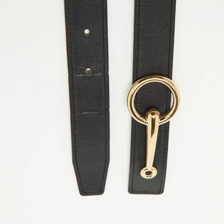 Pre Owned Hermes Black/Gold Swift and Epsom Leather Mors Reversible Belt 70CM