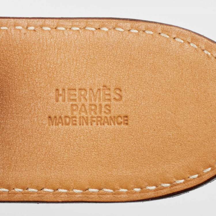 Pre Owned Hermes Blue Jean/Gold Clemence And Swift Leather Etriviere Belt Size 80CM