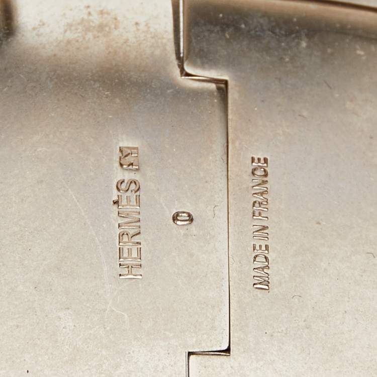 Pre Owned Hermes Clic Clac H Black Enamel Palladium Plated Extra Wide Bracelet 