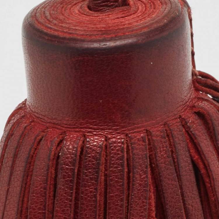 Pre Owned Hermes Ruby Lambskin Leather Carmen Tassel Keychain