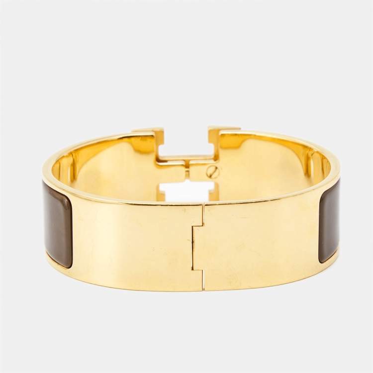Pre Owned Hermès  Clic Clac H Enamel Gold Plated Bracelet