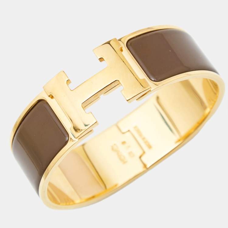 Pre Owned Hermès  Clic Clac H Enamel Gold Plated Bracelet