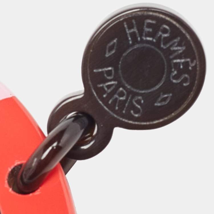 Pre Owned Hermès  Multicolor Horn & Lacquer H Equipe Earrings