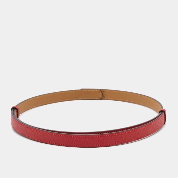 مملوكة مسبقًا Hermes Rouge Casaque Epsom Leather Gold Tone Finish Kelly 18 Belt Adjustable