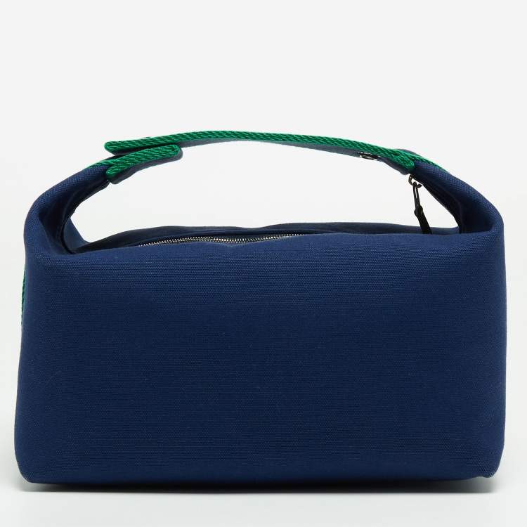 Pre Owned Hermes Marine Canvas Large Bride-A-Brac Pouch