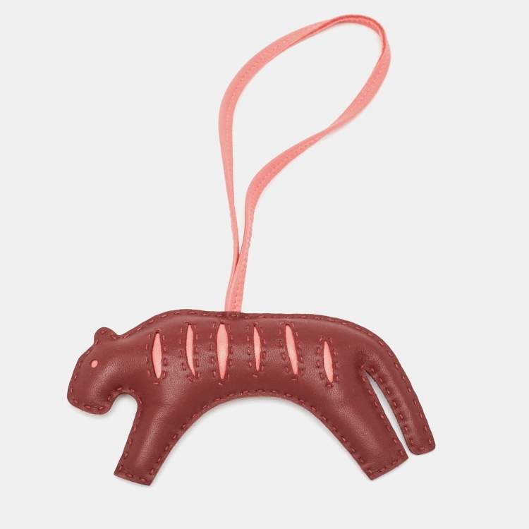 Pre Owned Hermes Rouge H/Rose d'Ete Milo Leather RooRoo Bag Charm