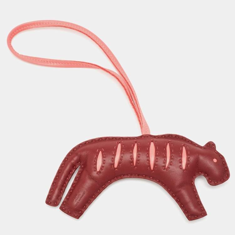 Pre Owned Hermes Rouge H/Rose d'Ete Milo Leather RooRoo Bag Charm