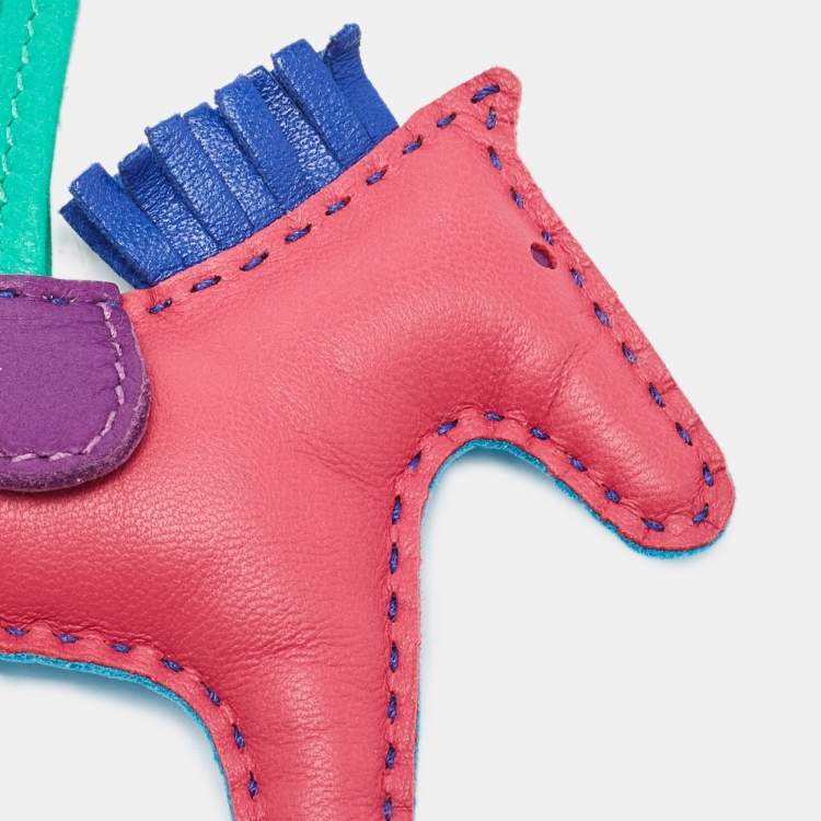 Pre Owned Hermes Bleu Aztec/Bleu Electrique/Soufre/Rose Shocking/Violet/Menthe Milo Leather GriGri Rodeo Bag Charm PM