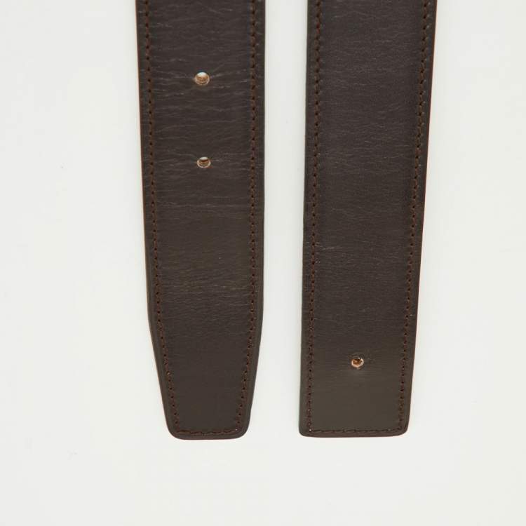 مملوكة مسبقًا Hermes Gold/Chocolat Box and Togo Leather Reversible Belt Strap 105CM