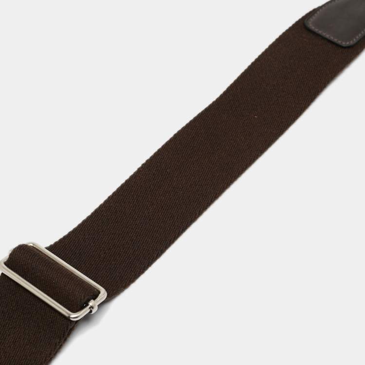 Pre Owned Hermes Ebene Canvas and Leather Adjustable Bag Strap