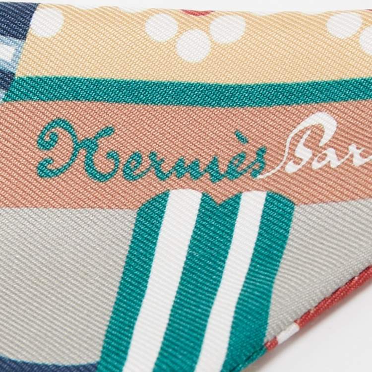 Pre Owned Hermes Multicolor Print Silk Fantaisie d'Etriers Twilly