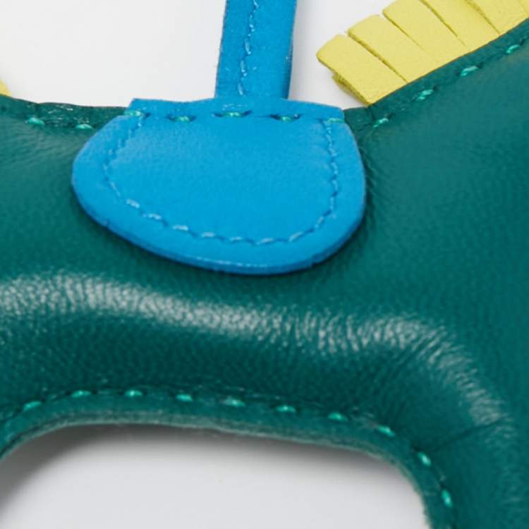 Pre Owned Hermes Malachite/Bleu Zanzibar/Lime Milo Leather GriGri Rodeo Bag Charm PM