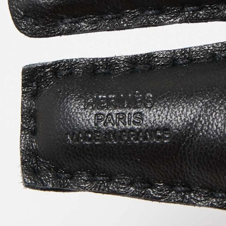 Pre Owned Hermes Noir/Bleu de Malte Milo Leather RooRoo Bag Charm