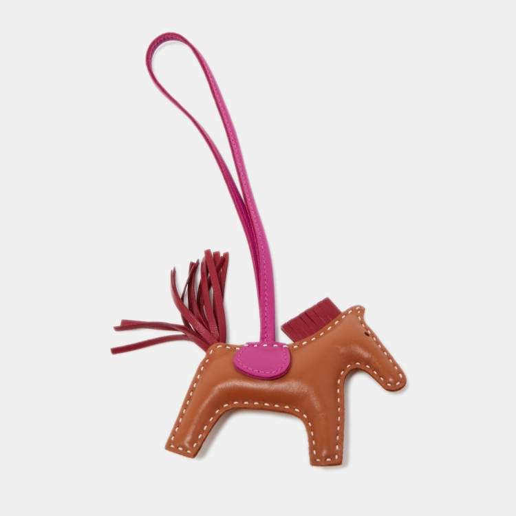 Pre Owned Hermes Gold/Ruby/Rose Pourpre Milo Leather GriGri Rodeo Bag Charm PM