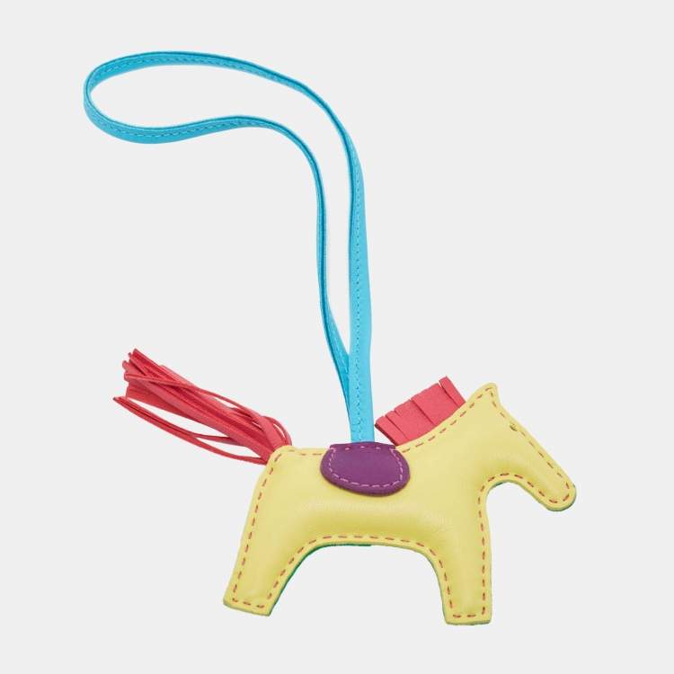 Pre Owned Hermes Bleu Aztec/Bleu Electrique/Soufre/Rose Shocking/Violet/Menthe Milo Leather GriGri Rodeo Bag Charm PM