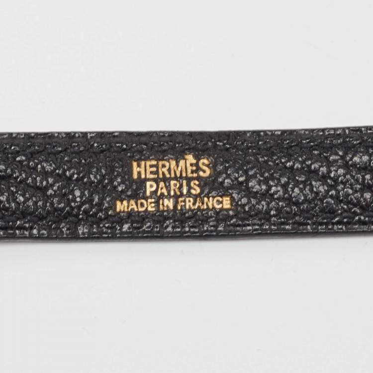 Pre Owned Hermes Noir Chevre Leather Shoulder Bag Strap