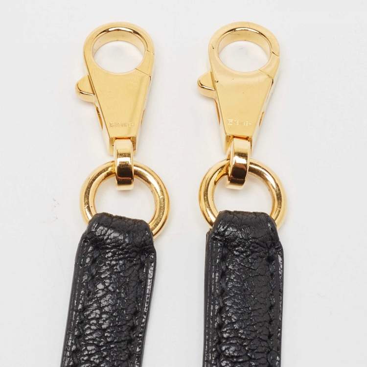 Pre Owned Hermes Noir Chevre Leather Shoulder Bag Strap