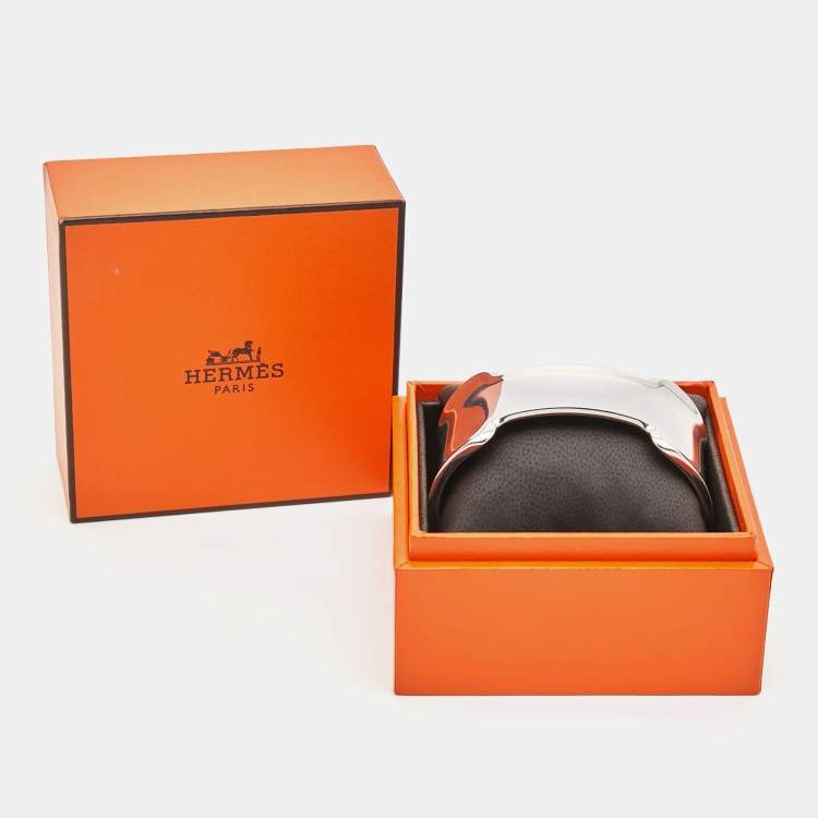 Pre Owned Hermes  Amazone Sterling Silver Medium Model Open Cuff Bracelet