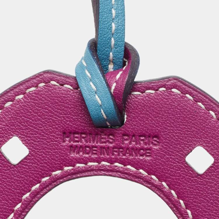 Pre Owned Hermes Bleu Jean/Ultraviolet Swift Leather Paddock Fer a Cheval Bag Charm